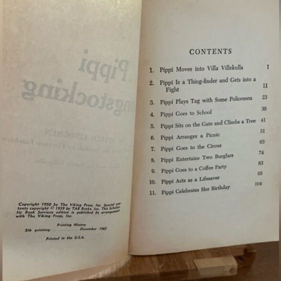Pippi Longstocking Book Astrid Lindgren Paperback 5th printing- December 1963 - Picture 4 of 4